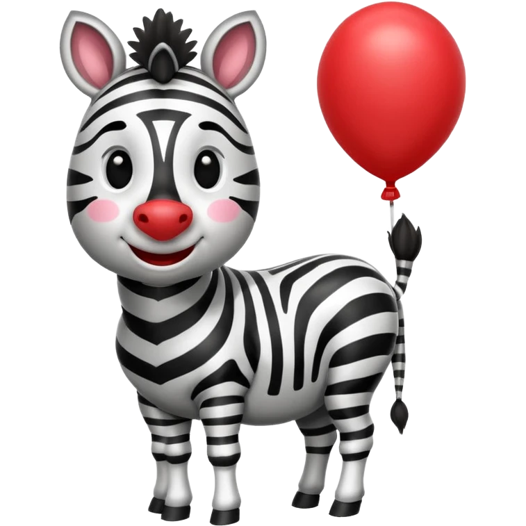 zebra holding red balloon in hand emoji