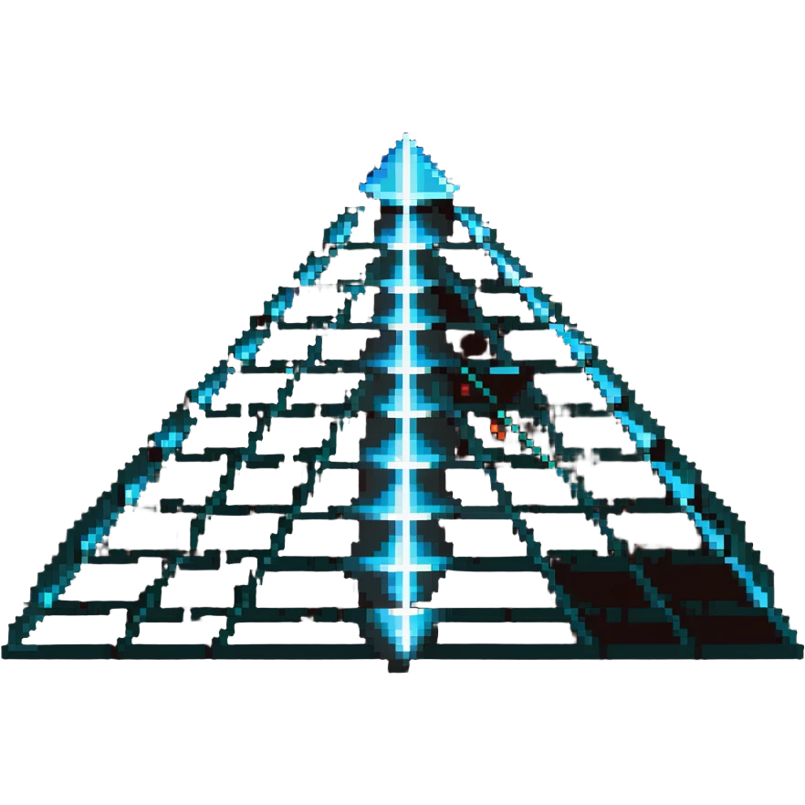 pyramid with glowing technology core and power lines emoji