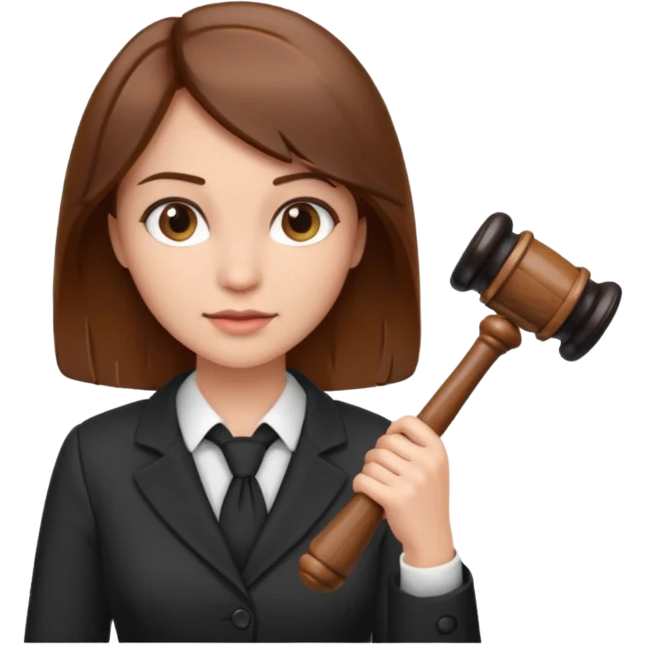 legal expert professional woman with brown hair holding a gavel confident expression emoji
