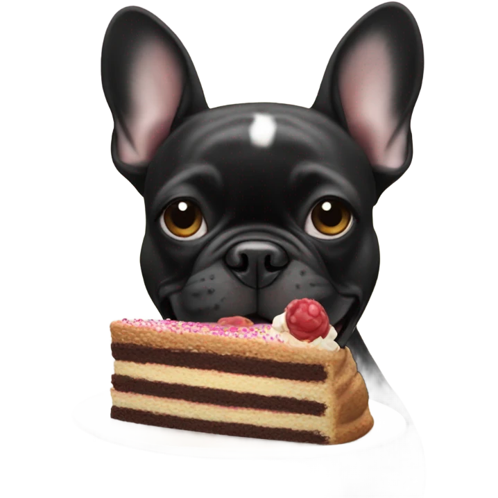 frenchie bulldog black eating birthday cake  emoji