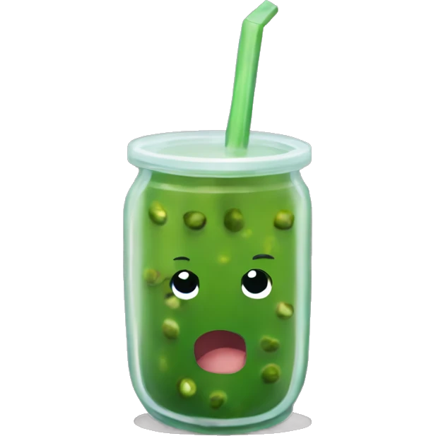  Pickle that is drinking boba  emoji
