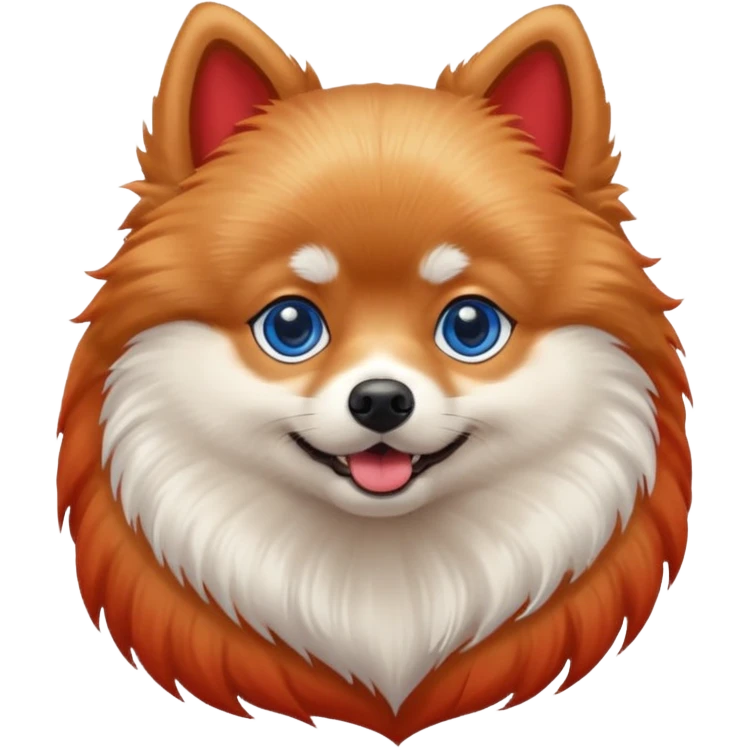 Pomeranian With Red Skin Blue eyes And Blue Tail emoji