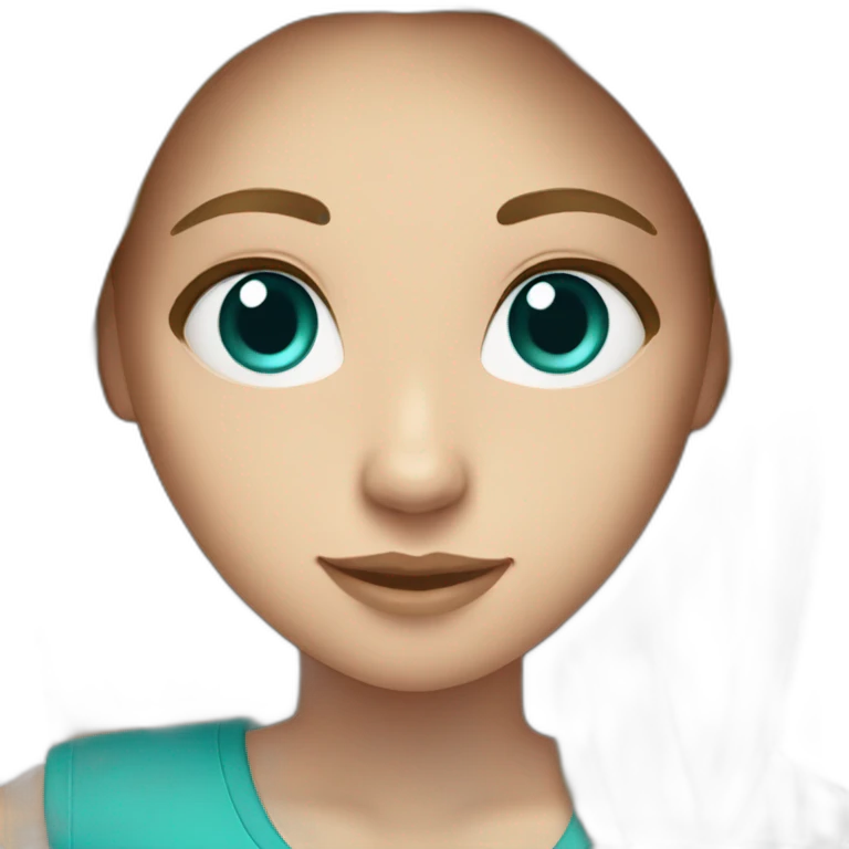 One white girl with long straight light brown hair and turquoise eyes emoji
