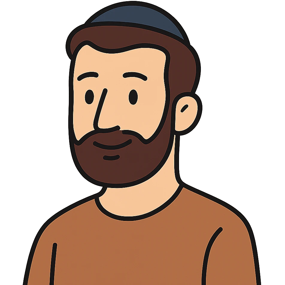 flat toon style simple features Jewish man wearing a kippah emoji