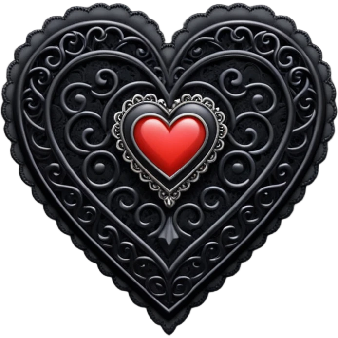 goth themed heart with a black lace brooch emoji