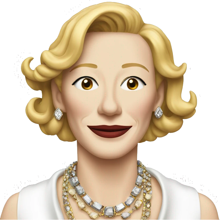 carol aird (cate blanchett)  with jewelry and cigarettes emoji