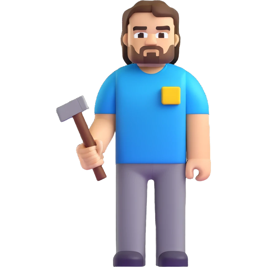 Minecraft character of Jack Black wearing a blue t-shirt emoji