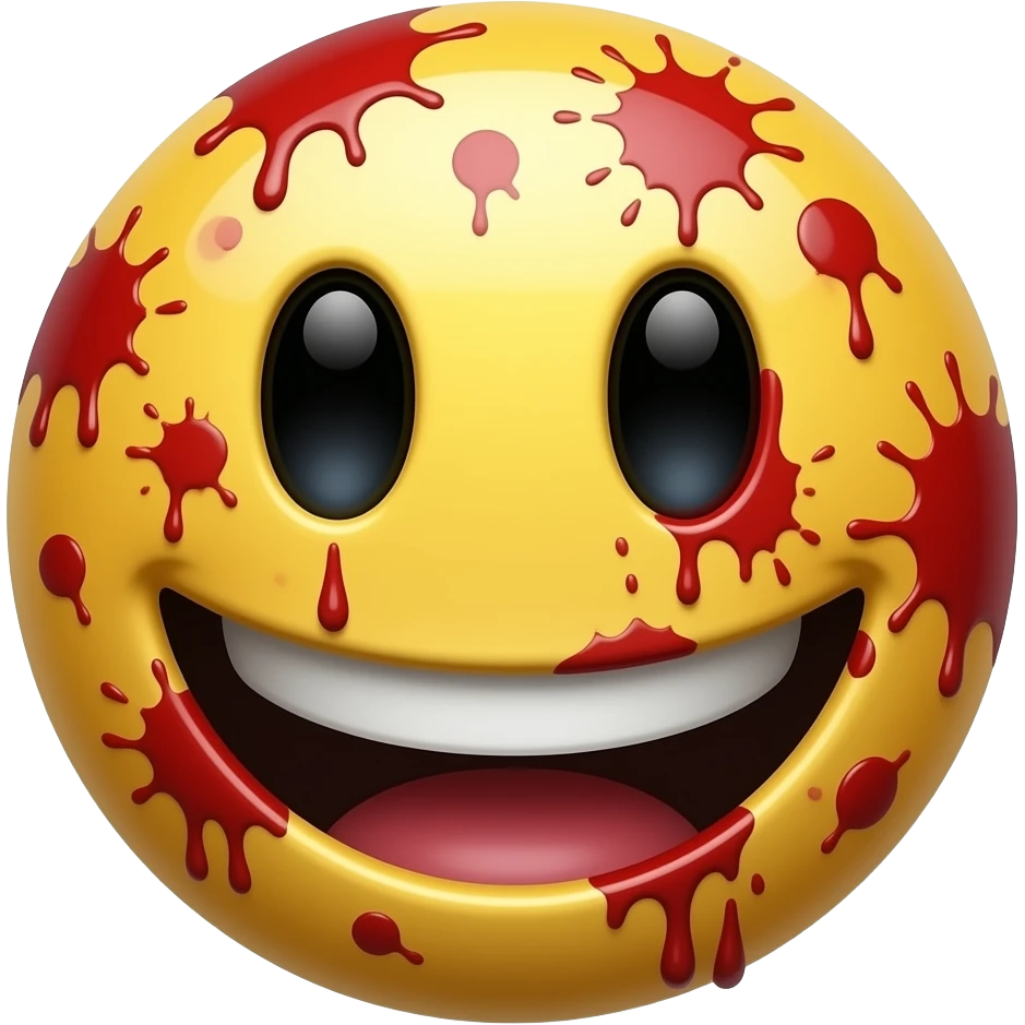 Crazy emoji smiley face with blood splatter emoji