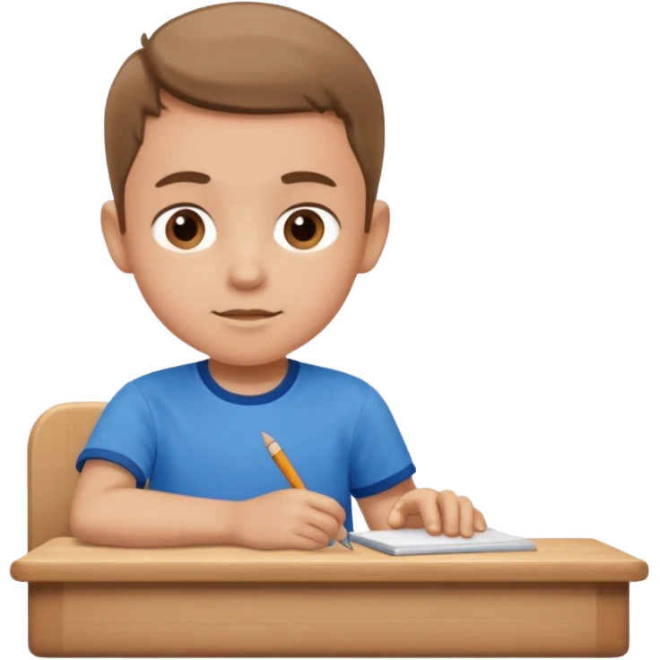 child sitting in a school desk emoji