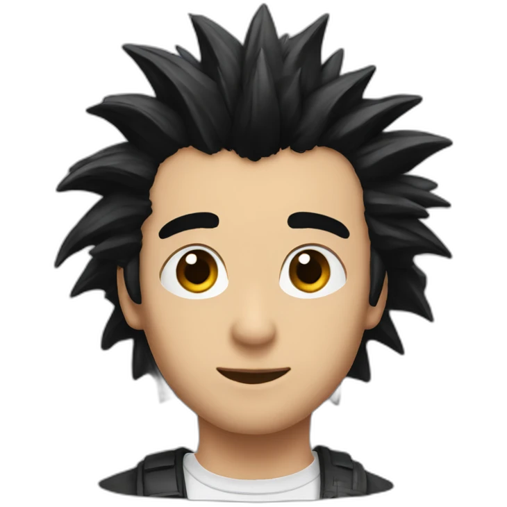 spikey sanju with black hair emoji