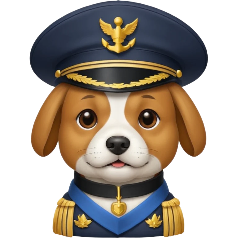 dog wearing a captain's hat emoji