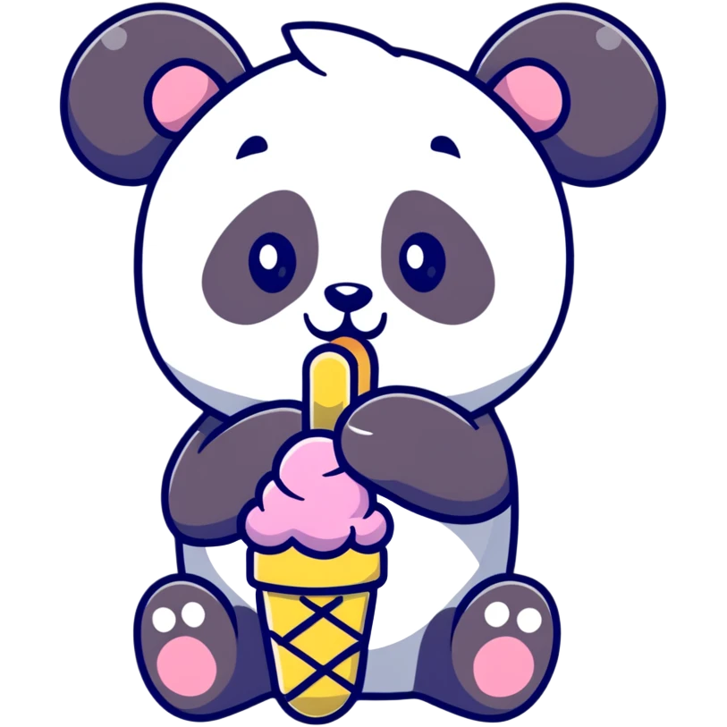 Panda eating ice cream emoji