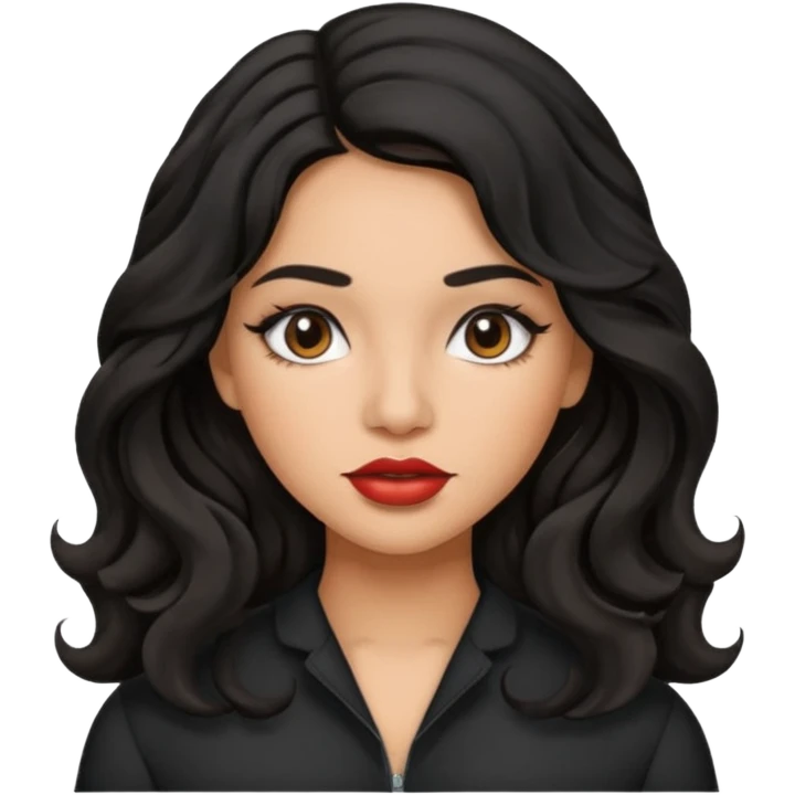 Latina girl with lip liner and black wavy hair emoji