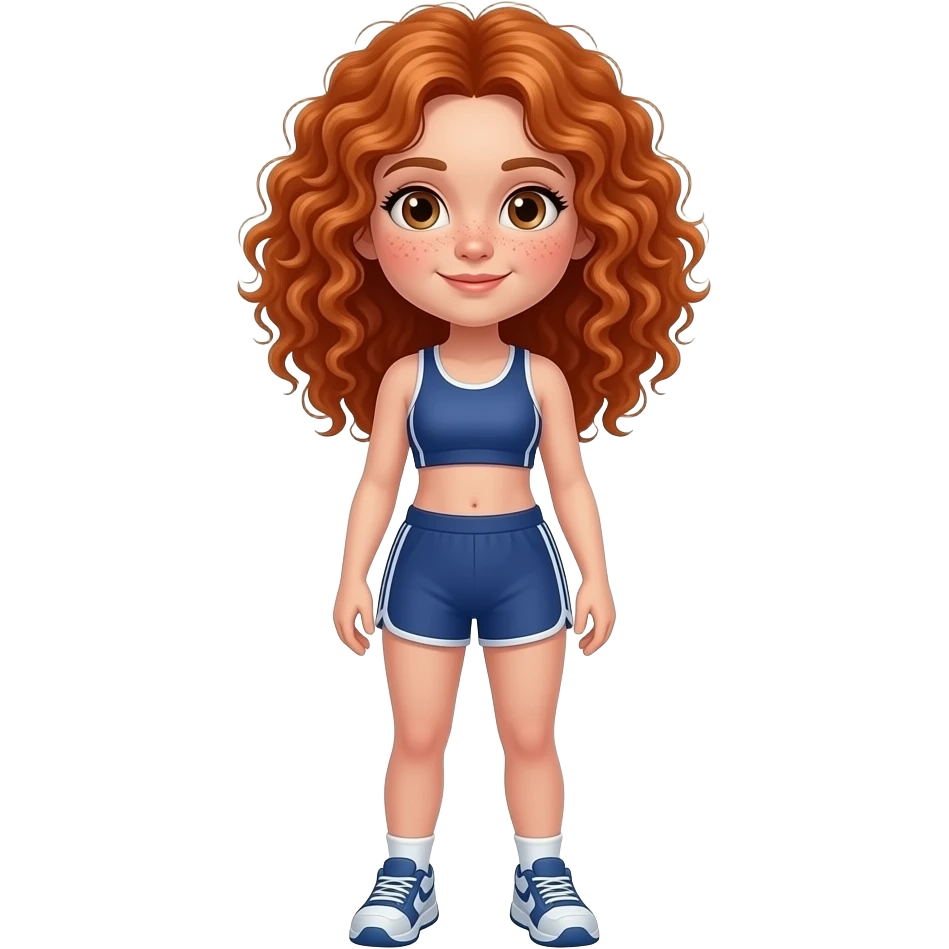 Fille rousse bouclés tâches de rousseur Athlétisme emoji
