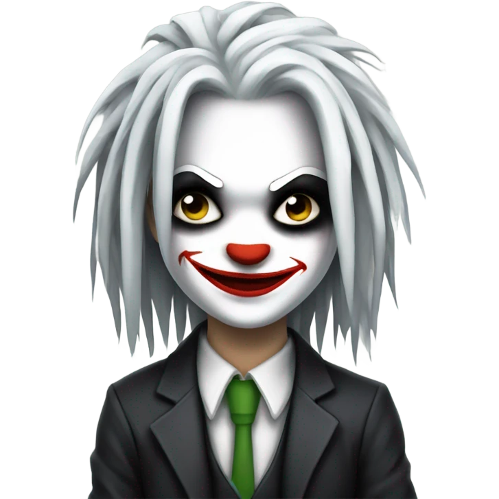 Joker dc girl, white face, black dreadlocks emoji