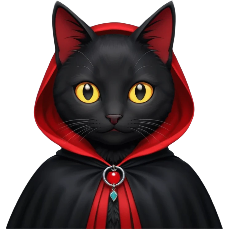 Black cat in red collar cloak emoji