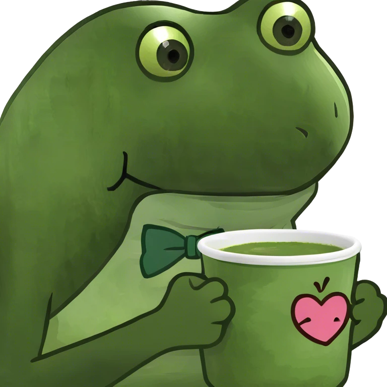 Cute matcha with a heart emoji