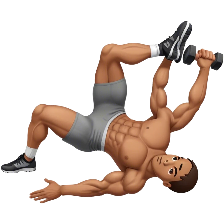 side-view of guy doing decline abdominal Crunches with sixpack emoji