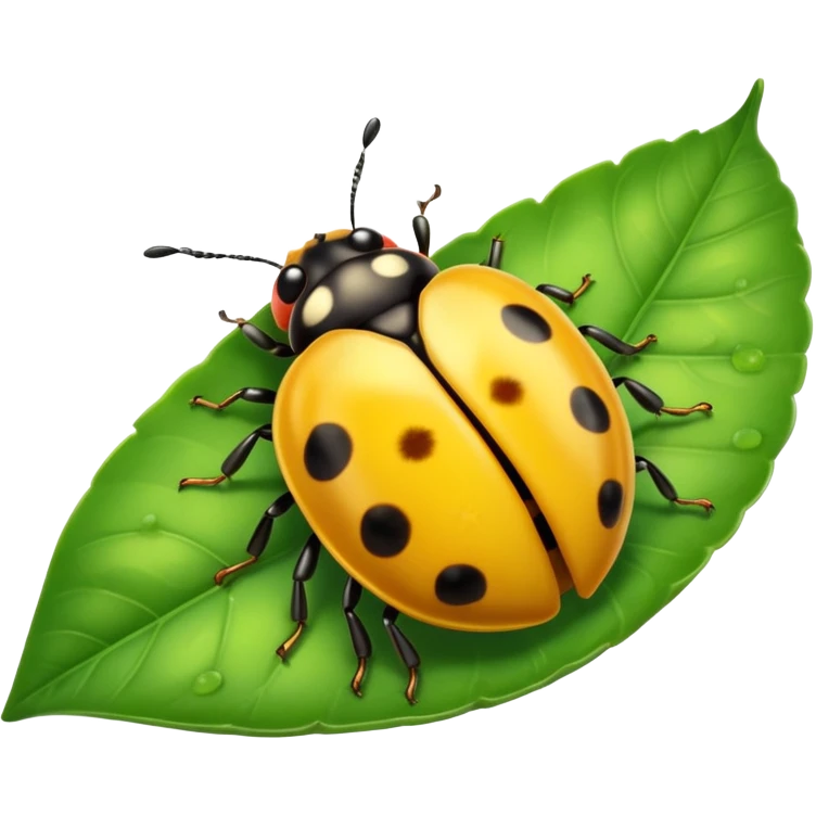 cute yellow lady bug on leaf emoji