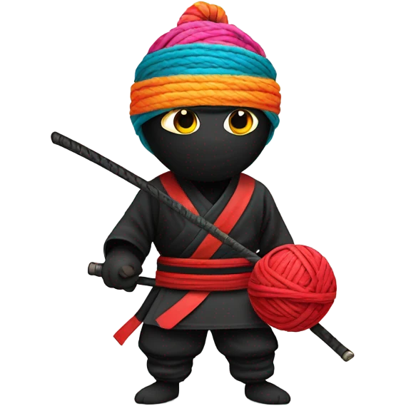 ninja with a yarn ball head emoji
