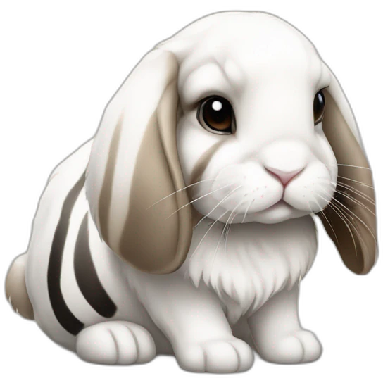holland lop rabbit with floppy ears and tiger stripes emoji