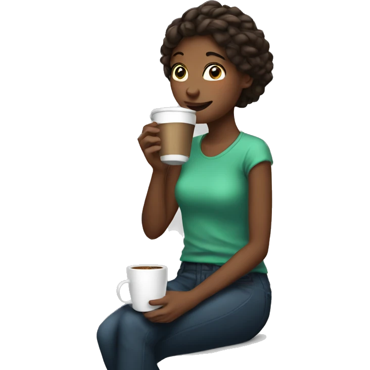 Girl drinking coffe emoji