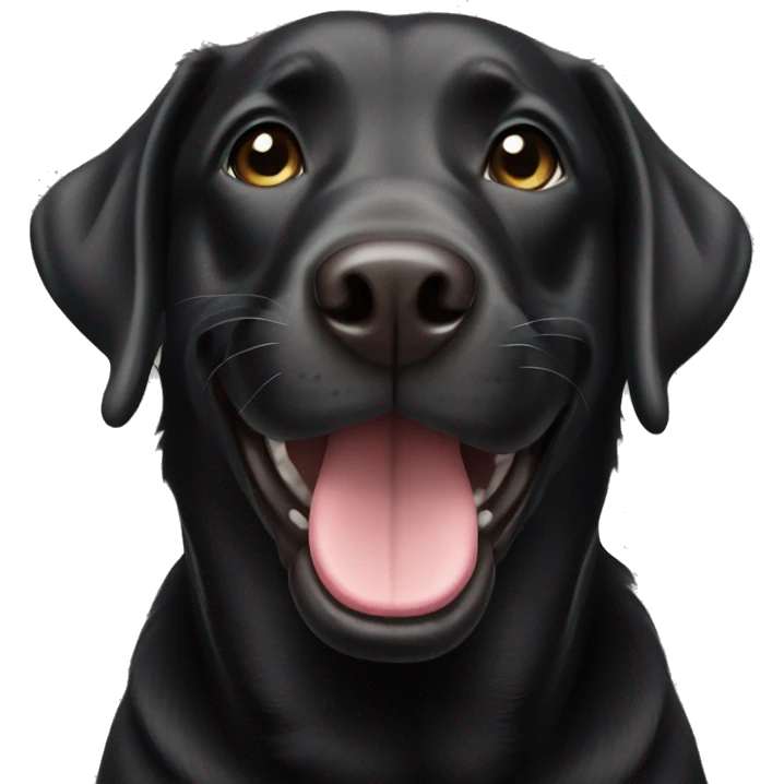 Black labrador smiling  emoji