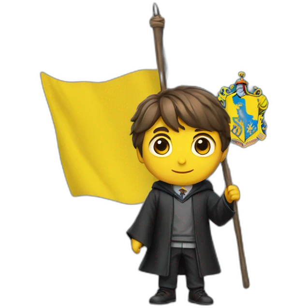 Harry Potter holds a Ukrainian flag emoji