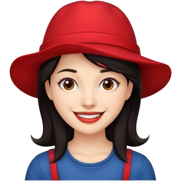 dark haired woman with red hat emoji