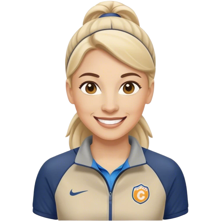 smiling female sport coach with coach wear emoji