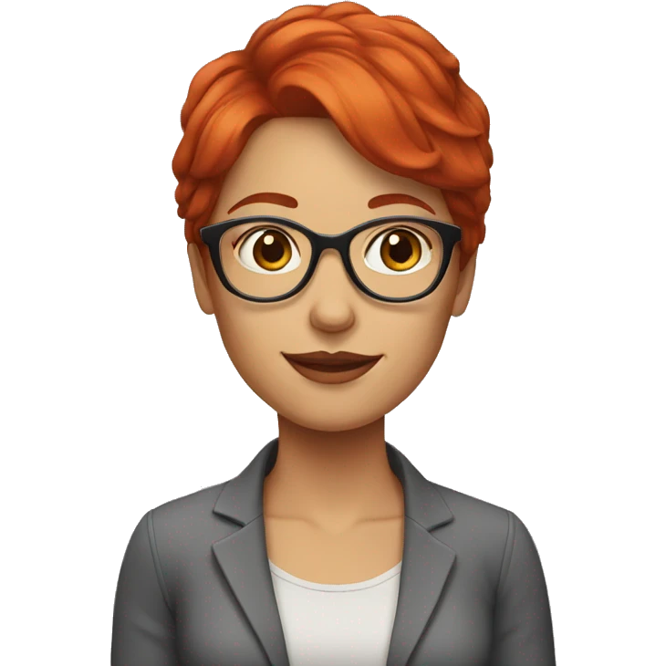 smart woman in glasses red hair emoji