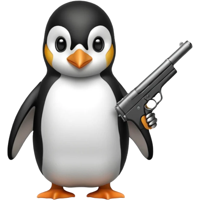 Penguin with a gun emoji