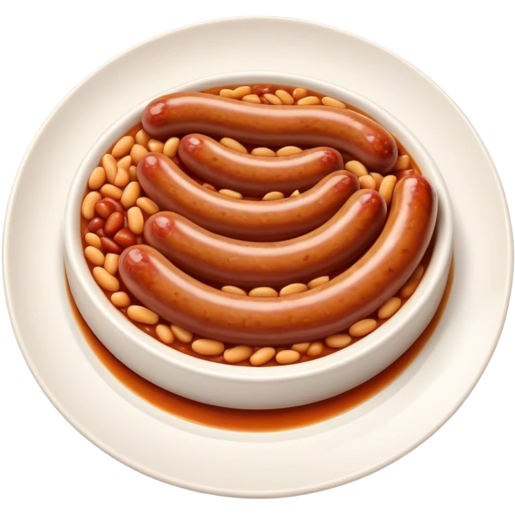 Sausage with baked beans on one plate emoji
