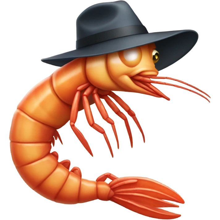 Prawn wearing a fedora emoji