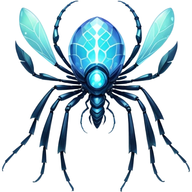 A bioluminescent insectoid with crystalline exoskeleton segments that refract light into dazzling patterns, capable of phasing through solid objects when exposed to moonlight. emoji