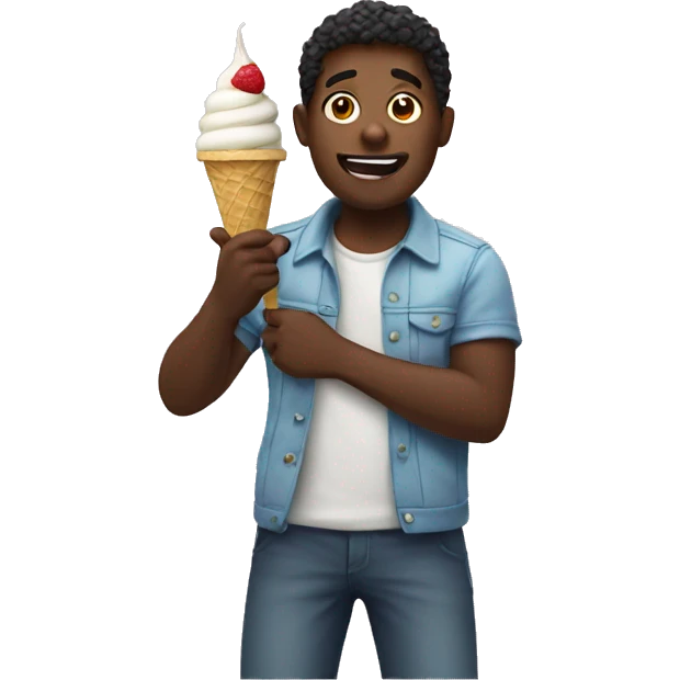 Black guy eating ice cream  emoji