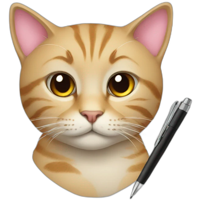 cat and pen emoji