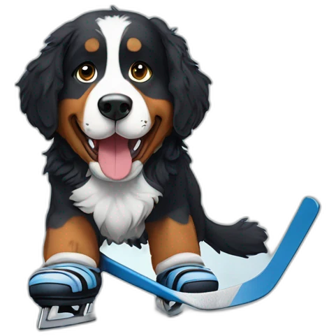 Bernese mountain dog playing ice hockey emoji
