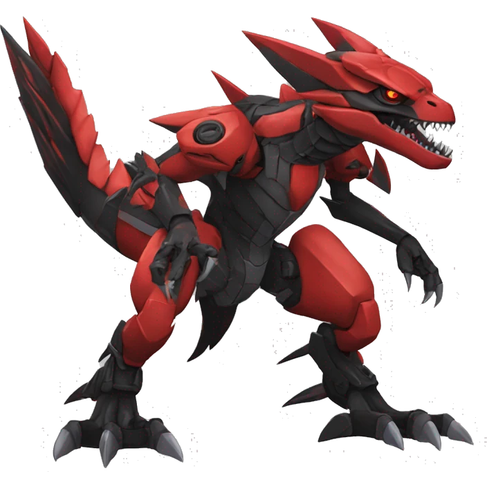  Cool Edgy Black Red Digimon-Fakemon-Guilmon-Velociraptor-Dragon-Mecha full body emoji