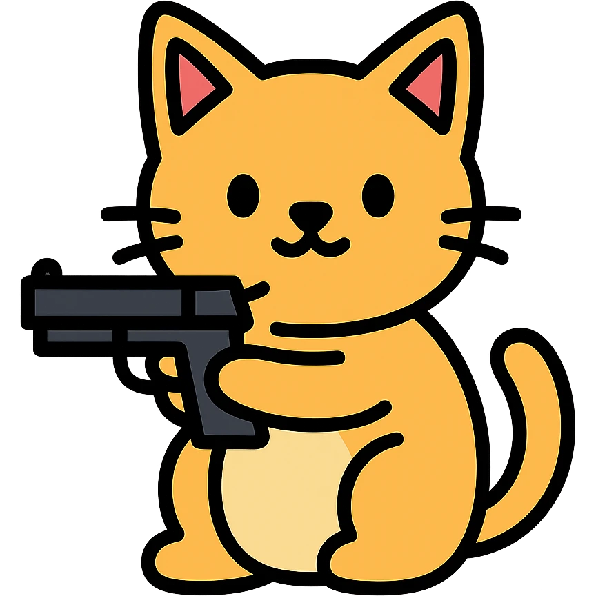 cat holding a gun colored icon emoji