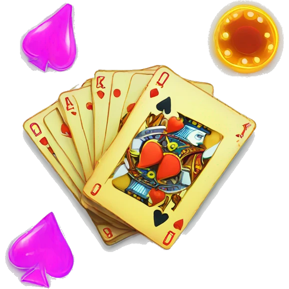 playing cards and chips with neon elements emoji