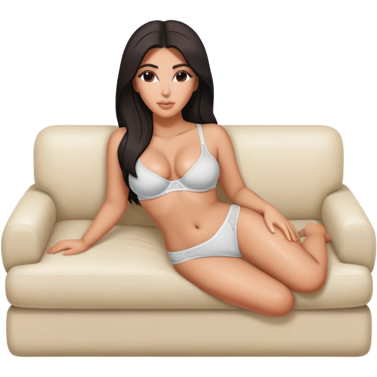 realistic kim kardashian in undies lying on couch comfy emoji