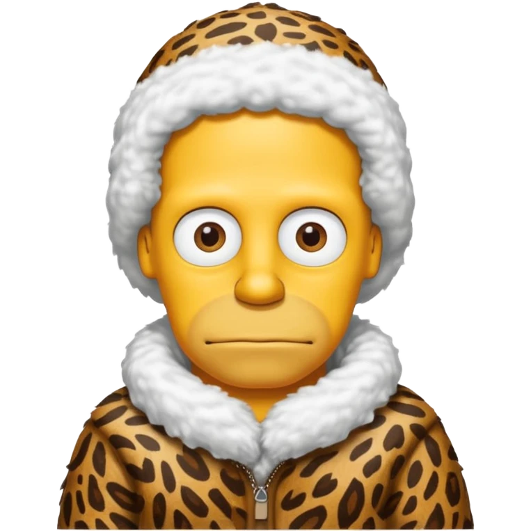 a simpson wearing ancient animal skin cloth with snow, half body, icon emoji