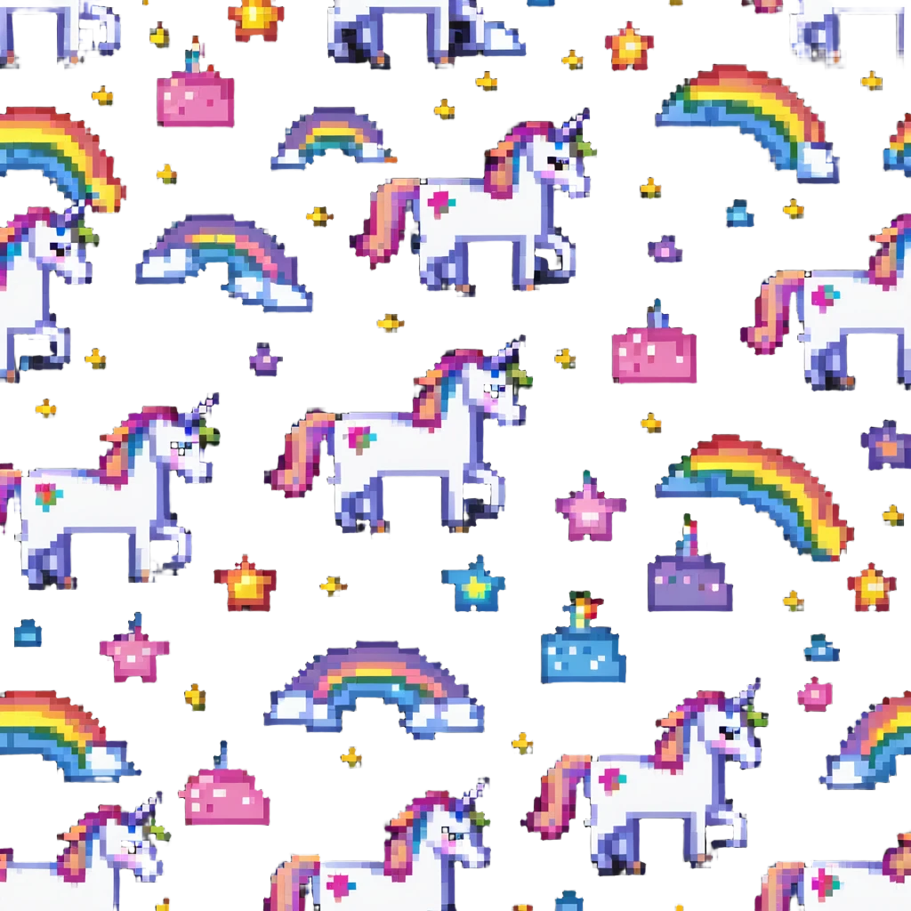 Unicorn with sparkly glitter stars and rainbow colors emoji