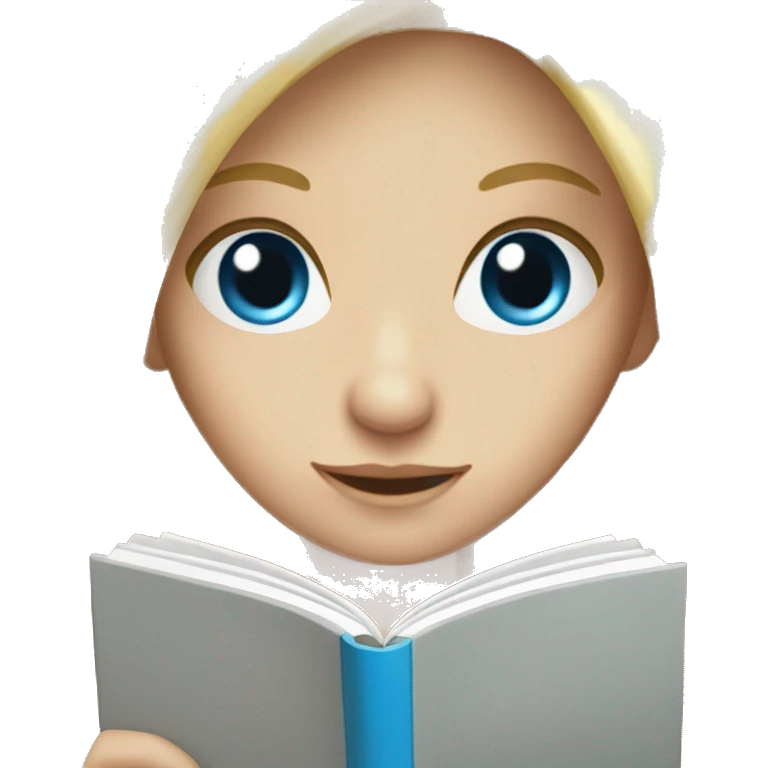 long blonde hair blue eyed girl reading  emoji