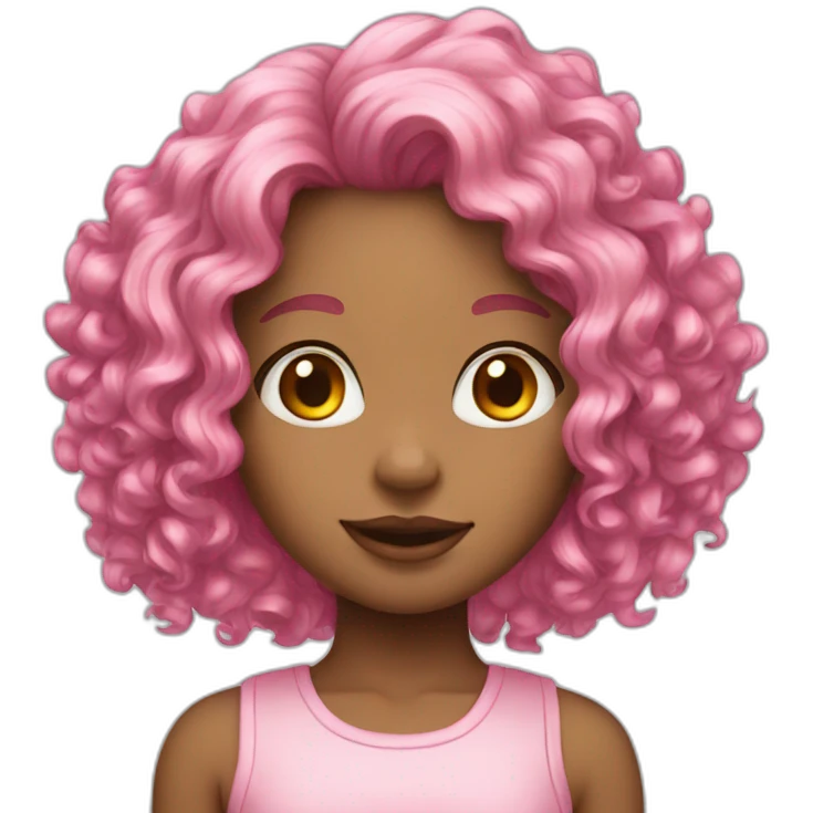 Girl pink hair curly emoji