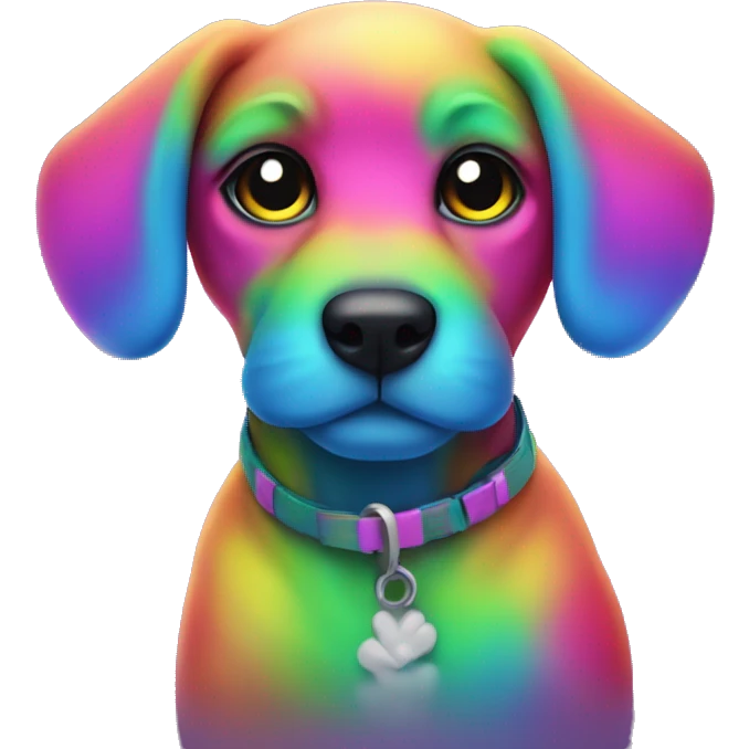neon rainbow puppy emoji