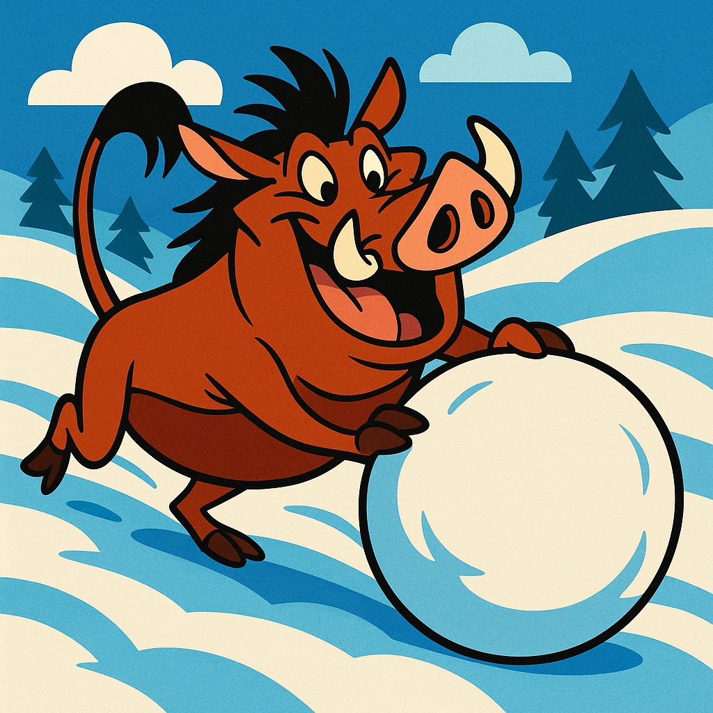 pumbaa rolling snowball emoji