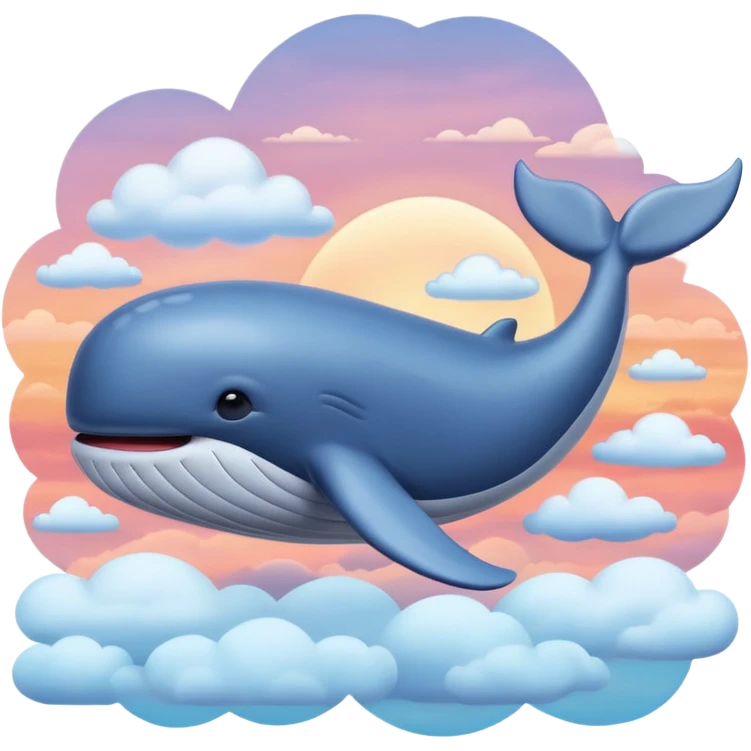 Sky Whale – Gigantic whale drifting among pastel sunset clouds. emoji