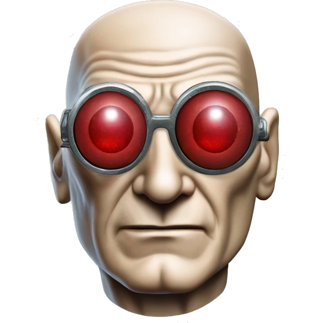 Jean luc picard from Star Trek assimilated by the Borg, with metal covering his eye with a red glass lens emoji